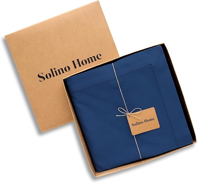 Solino Home Lapis Blue Cotton Linen Tablecloth 54 x 72 Inch - Hemstitch Table Cloth for Rectangle Tables - Machine Washable Tablecloth for Winter