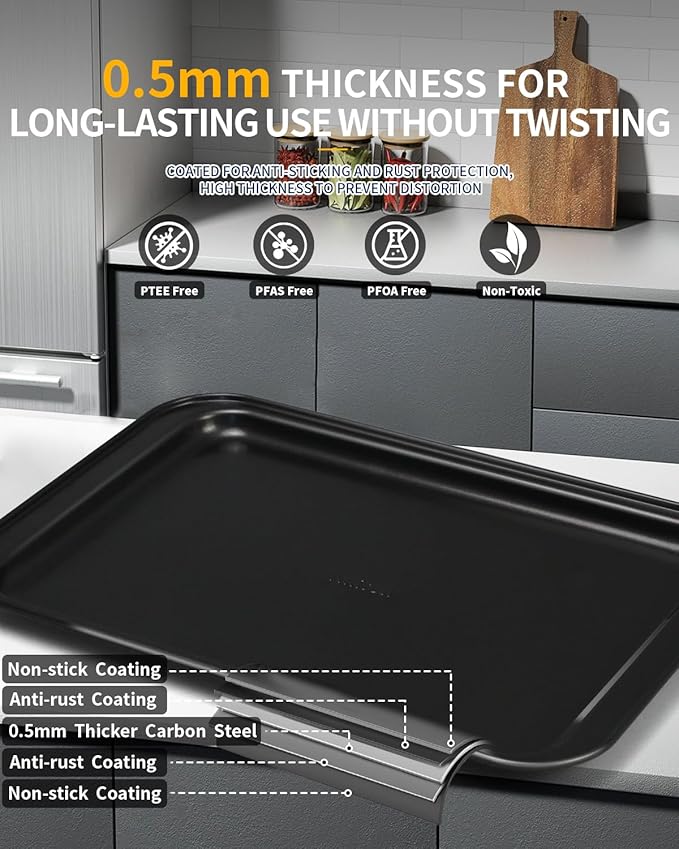 Nonstick Baking Pans Set, 19 PCS Stackable Bakeware Sets, Oven Pan Set Includes Baking Tray, Cookie Sheet, Cake Pans, Loaf Pan, Muffin Pan, Silicone Cups