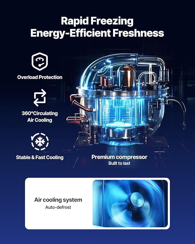 VEVOR 60" W Commercial Freezer, 14.8 Cu.Ft Worktop Freezers Undercounter with LED Auto Lighting and Lockable Door, 2 Doors Food Freezing Prep Worktable, Stainless Steel Prep Frozen Table with Casters