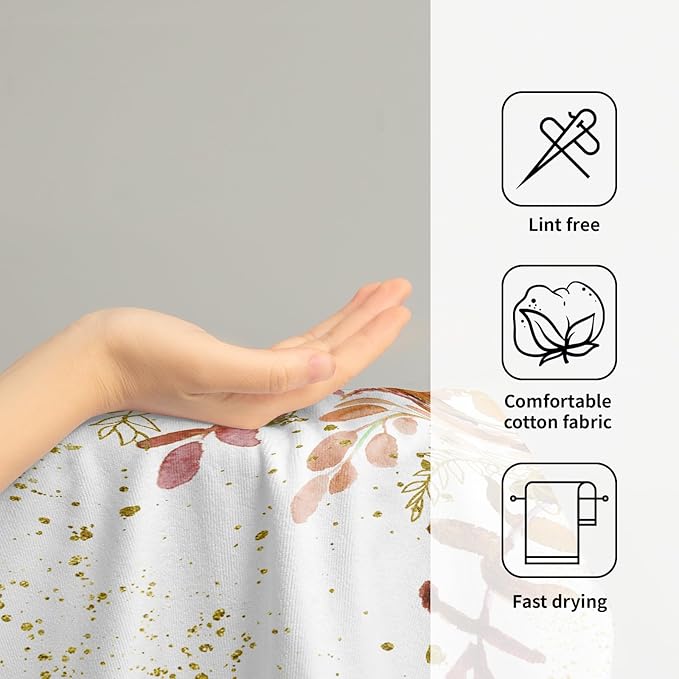 Imiss Fall Eucalyptus Leaves Hand Towels for Bathroom Set of 2，14.4 x 28.3 Inch Watercolor Orange Leaves Plant Guest Soft Face Towel Autumn Seasonal Holiday Washcloth for Gym Yoga Sport