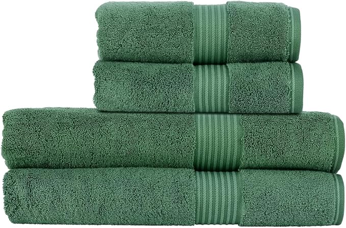 Christy Supreme Hygro 4 Piece Towel Set | Spruce | 100% Luxury Supima Cotton | Ultra Soft | Super Absorbent | 650GSM |2 Bath Sheets 2 Hand Towels