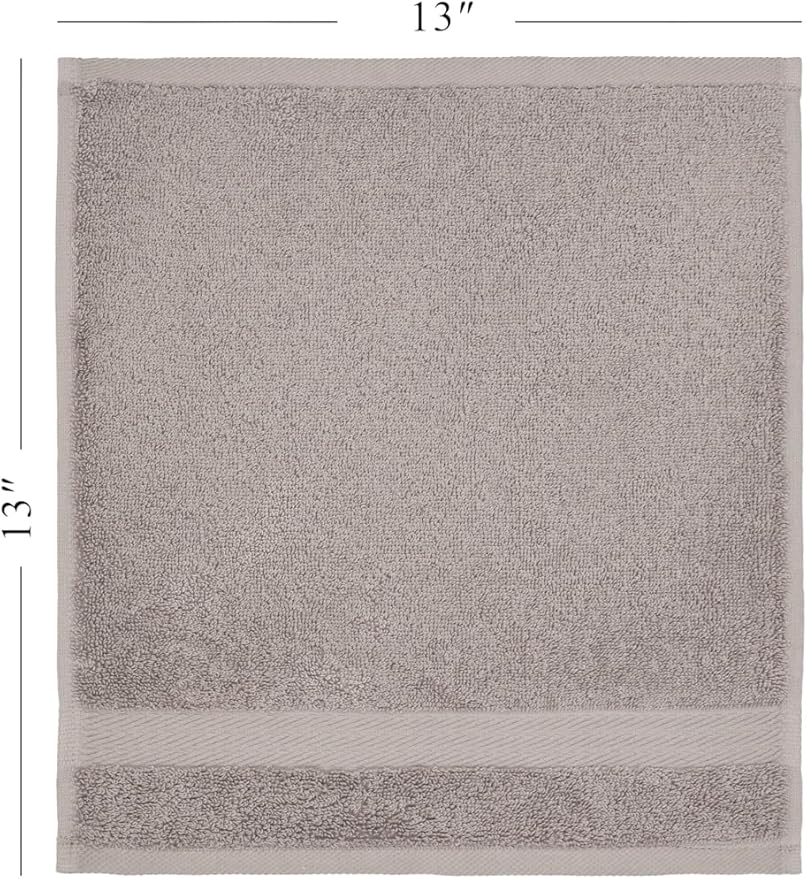 Ozdilek 6-Piece Bath Towel Set, 2 Bath, 2 Hand, 2 Wash, 100% Cotton Turkish Towels, 2 Bath Towels (30x60/550 GSM), 2 Hand Towels (16x30/575 GSM), 2 Washcloths (13x13/600 GSM) (Light Grey)