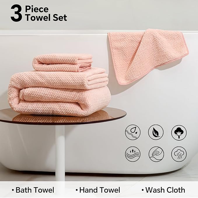 Soft Coral Fleece Bath Towel for Sensitive Skin - Extra Size for Full Coverage, Quick-Dry and Durable