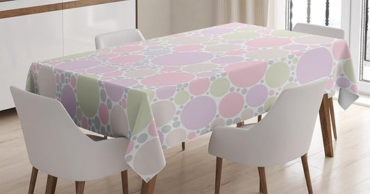 Ambesonne Polka Dots Tablecloth, Pastel Circles with Random Pixel Spots Sprinkles Dots Original Design, Rectangular Table Cover for Dining Room Kitchen Decor, 52" X 70", Lilac Green