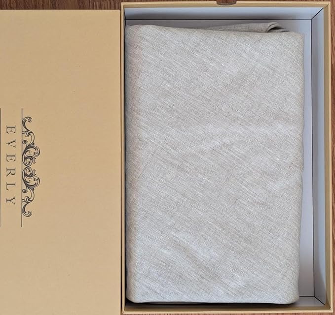 EVERLY 100% Pure Linen Round Tablecloths 70Inch Round Machine Washable Tablecloths for Thanksgiving,Decorative Halloween,Buffet Parties,Picnic,Events,Weddings and Restaurants-Natural Linen