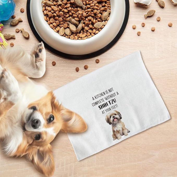 Shih Tzu Dog Gifts Kitchen Towels Set of 2, Shih Tzu Gifts for Women, Shih Tzu Dog Dishcloths Tea Towels Dish Towels for Kitchen, Shihtzu DogHand Towels, DogKitchen Bathroom Decor, 16x24inch