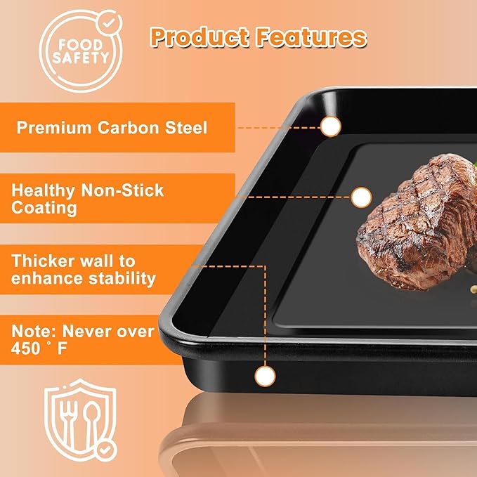 10" × 10" Baking Pan for Breville Compact Smart Oven，Food Grade Non-stick Toaster Replacement Parts Accessories Compatible with Breville Mini Smart Toaster Oven, Dishwasher Safe