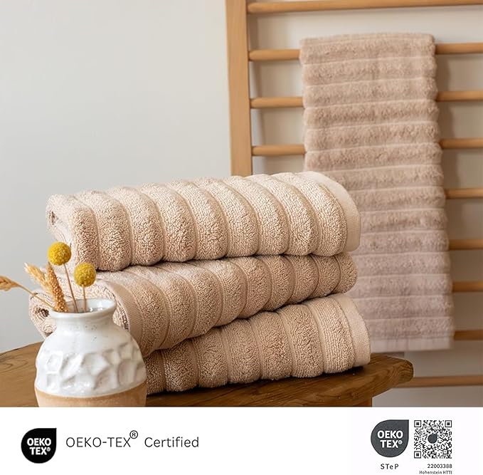 Classic Turkish Towels CTT Luxury Hand Towels for Bathroom Set of 4, 100% Turkish Cotton, Quick Dry & Comfy Towels for Hotel & Spa, Highly Absorbent | 20"x32" (Almond Beige)