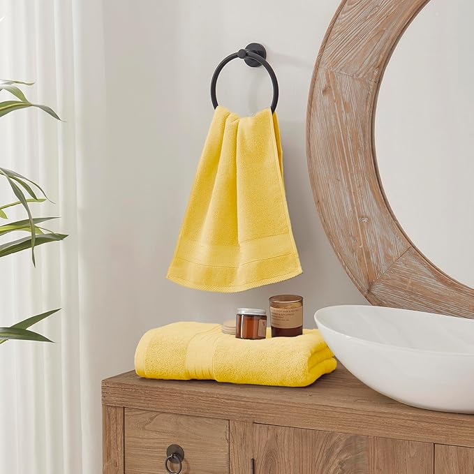 COZYART Yellow Hand Towels for Bathroom 4 Pcs, 13x30 100% Cotton Guest Hands Towel Set Super Soft Highly Absorbent Durable 650 GSM for Daily Use