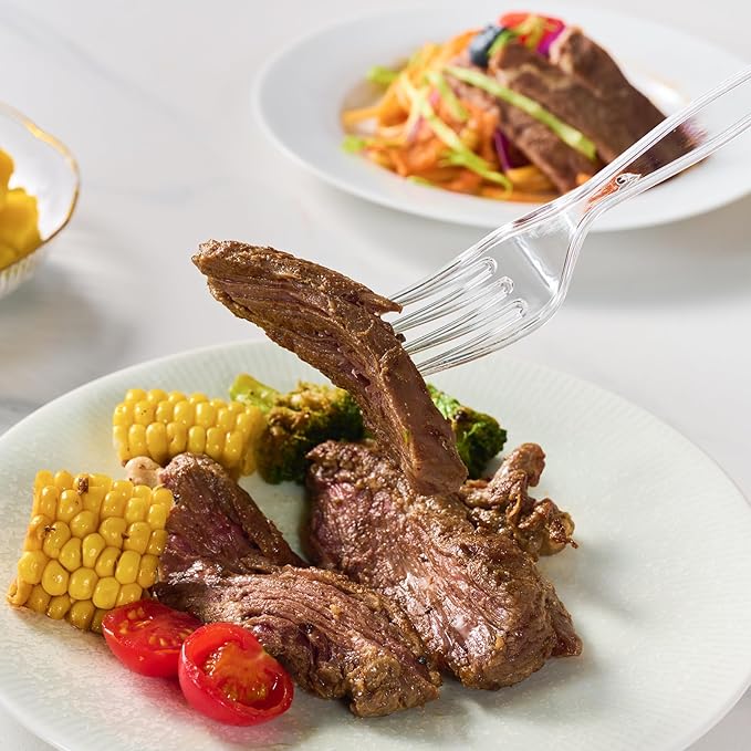 FOCUSLINE 360 Count Clear Plastic Forks Heavy Duty, Solid and Durable Premium Disposable Forks Bulk, Suitable for Catering, Parties, Events and Everyday Use