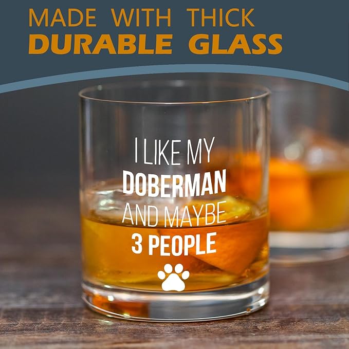 kunlisa Doberman Gifts Whiskey Glasses, Doberman Gifts for Women, Dog Dad Mom Lovers Owners Gift, 10 oz Drinking Rocks Glasses for Women Men Whisky Cocktail Scotch Bourbon Liquor
