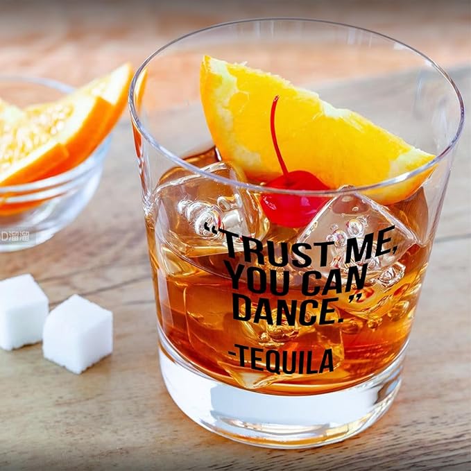 Tequila Lover Gifts Whiskey Glasses 10 oz, Gifts for Tequila Cocktail Lovers, Funny Old Fashioned Rocks Glasses Cup for Women Men Drinking Scotch Bourbon Liquor