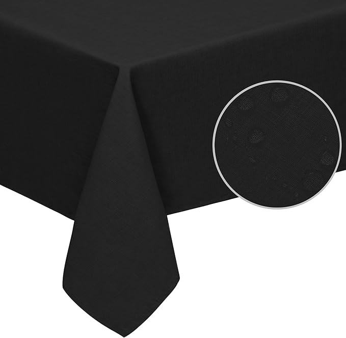 Easy-Going Faux Linen Waterproof Spill-Proof Tablecloth Stain Resistant Rectangle Table Cloth Wrinkle Free Decorative Fabric for Kitchen, Dining, Party, Weddings, Restaurants (60x84 in, Black)