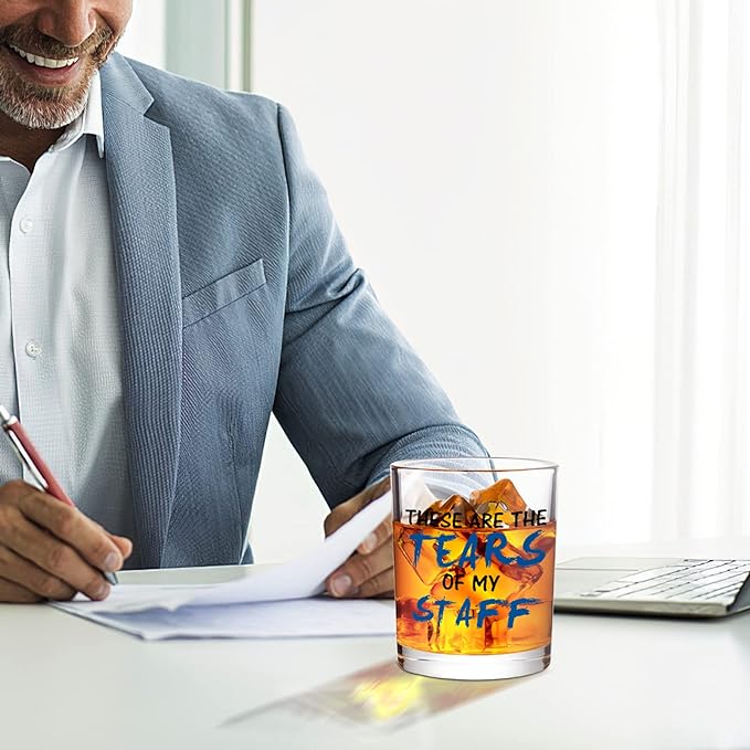 Futtumy These Are The Tears of My Staff Whiskey Glass, Bosses Day Gifts for Man, Gifts for Boss Male, Boss Gifts Men, Christmas Gifts for Boss, Funny Boss Gifts on Bosses Day Christmas Birthday