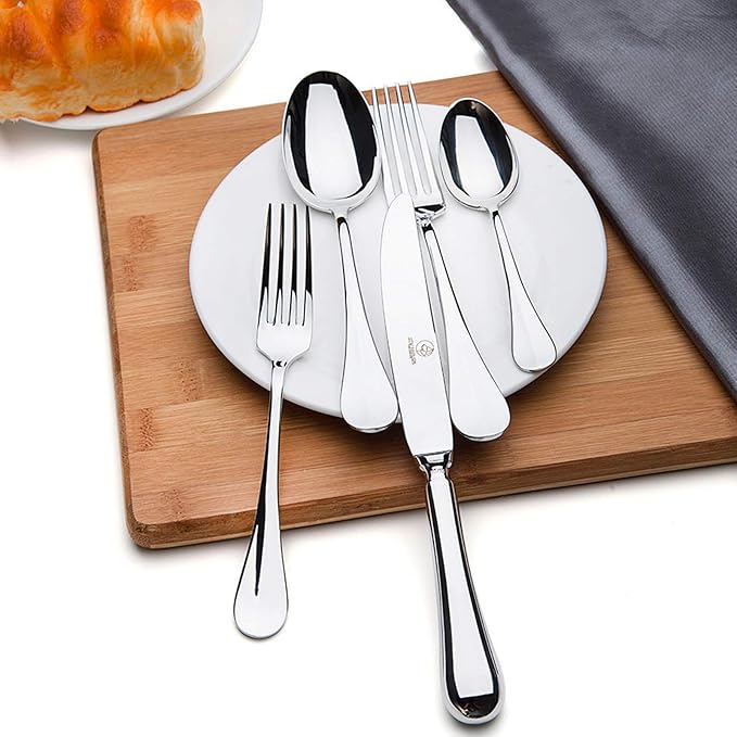 Mirror Polished Heavy Duty 18/10 Stainless Steel tableware spoon fork knife,45 Piece Flatware Set,Service for 8 without Rust