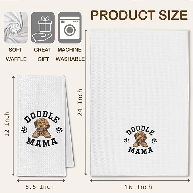 Golden Doodle Kitchen Towels, Dog Mama Golden Doodle Gifts for Women & Dogs Moms, Dog Lover Gifts Decorative Hand Towels for Bathroom, 16x24 Inch