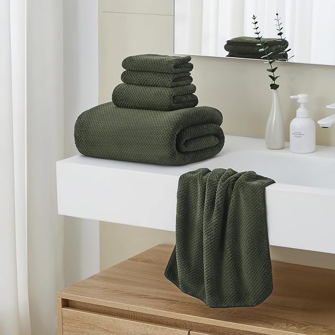 Oversized Bath Towels Extra Large 40x80 Inches Bath Sheets for Adults Super Soft Quick Dry Highly Absobent Microfiber Shower Towels (6 Piece,Green)