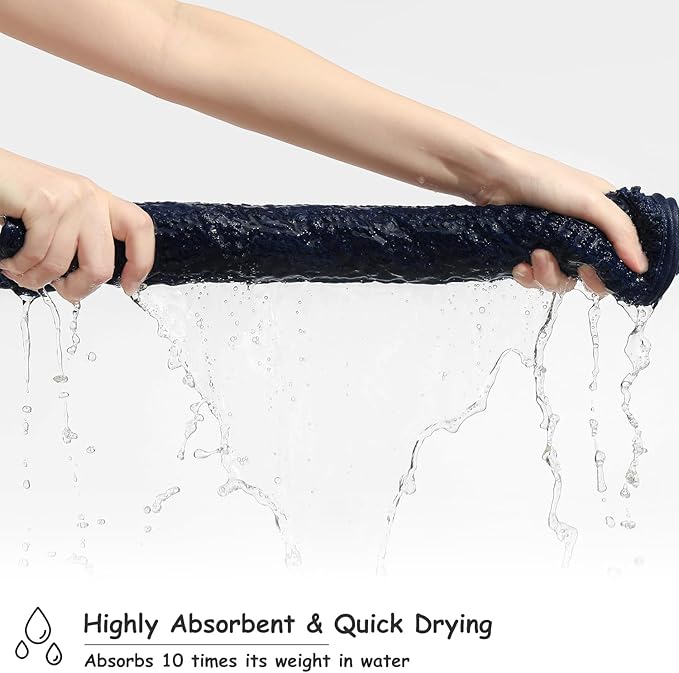 18 Pcs Navy Woven Family Towels Set-6 Bath Sheets,6 Hand Towels,6 Washcloths Soft Microfiber Towels Absorbent Shower Towel Quick Dry Beach Chair Towel Lint Less Towels Set for Bathroom Spa Gym Hotel