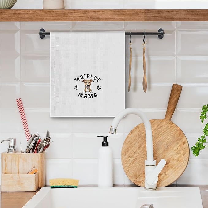 Whippet Kitchen Towels, Dog Mama Whippet Gifts for Women & Dogs Moms, Dog Lover Gifts Decorative Hand Towels for Bathroom, 16x24 Inch