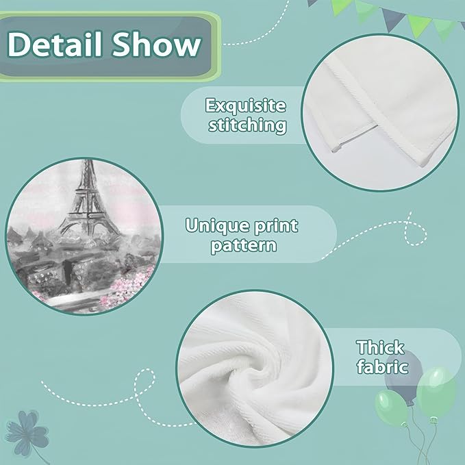 Eiffel Tower 2 Pack Hand Towels for Bath,Gray and Pink Rose and Leaf DecorativeTowels for Bathroom Kitchen Absorbent Soft Towels Face Towel 14x28 Inch