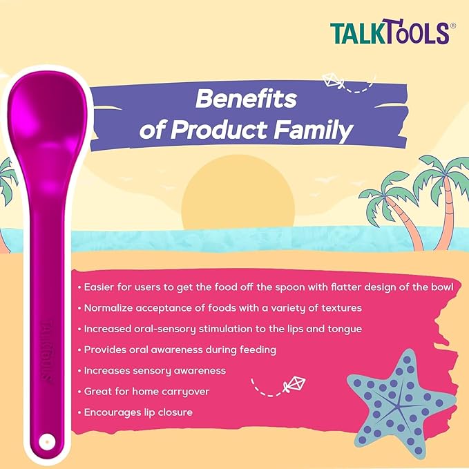 TalkTools Bumpy Magenta Spoons | Provides oral awareness during feeding | Encourages lip closure | Normalize acceptance of foods with a variety of textures - 12 Pack