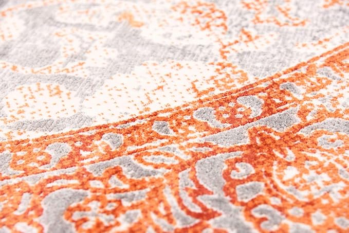 Unique Loom New Classical Collection Traditional Intricate Design with Distressed Vintage Detail, Area Rug, 6' 0' x 6' 0', Terracotta/Gray