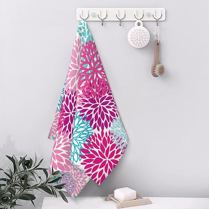 Hand Towels Set of 2 Bright Floral Towels for Bathroom Soft Absorbent Decorative Hand Bath Towels Dish Towels for Kitchen Sports Gym Yoga Home Decor 14 x 28 in