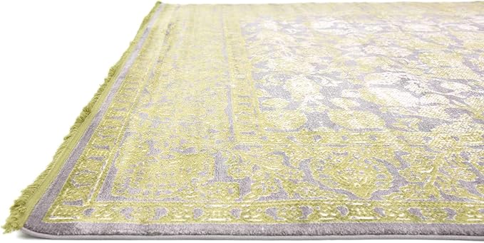 Unique Loom Traditional Classic Intricate Design Distressed Vintage Detail, Area Rug, 8' 0" x 8' 0", Light Green/Gray