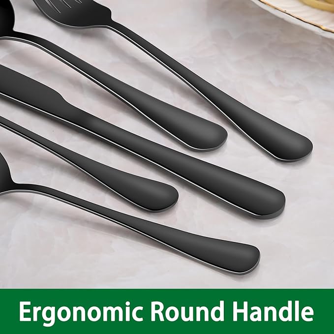 Black Dinner Forks Set, 8-Piece 8 Inches Food-Grade Stainless Steel Silverware Forks,Dishwasher Safe Cutlery Fork, Metal Black Table Fork For Home,Party or Events