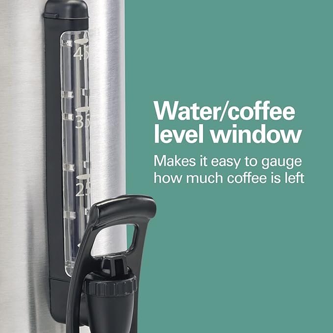 Hamilton Beach 45 Cup Coffee Urn and Hot Beverage Dispenser, Silver (40519)