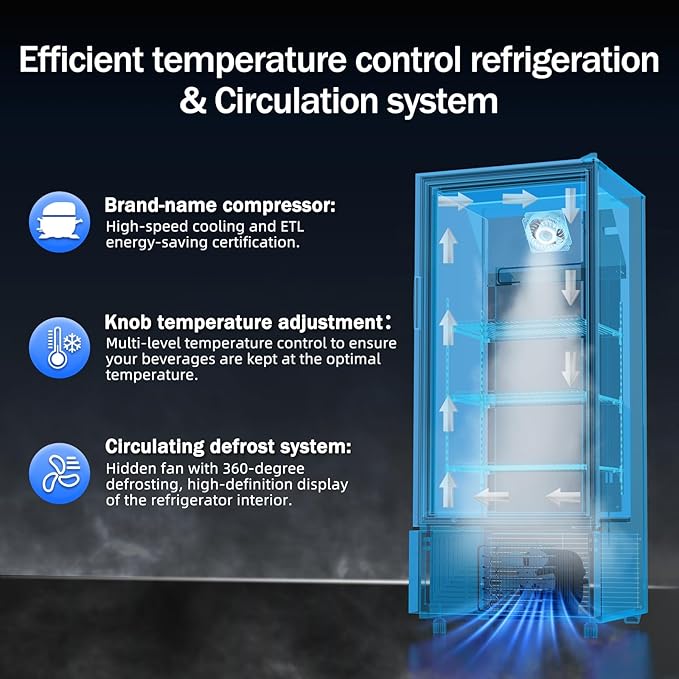 6.5 Cu.Ft Commercial Beverage Refrigerator Glass Door Upright Drink Cooler Display Fridge with Adjustable Shelves and LED Light for Restaurant Bar Store Office White