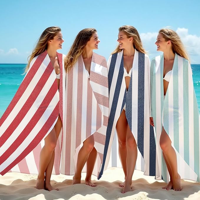 4 Pack Towels for Bathroom, Beach Towel, Microfiber Lightweight Beach Towels Oversized, Towel Accessories for Christmas Bridal Shower Halloween Favors Pool Travel 32x71 IN, Bohemian Boho Striped
