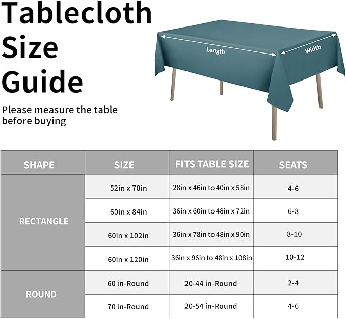 Easy-Going Faux Linen Waterproof Spill-Proof Tablecloth Stain Resistant Rectangle Table Cloth Wrinkle Free Decorative Fabric for Kitchen, Dining, Party, Weddings, Restaurants (52x70 in, Turquoise)