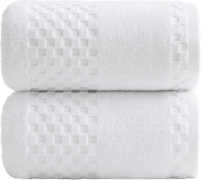 XIQ Bath Sheets 600GSM Combed Cotton Super Soft Luxury Bath Towels Extra Large Shower Towels for Bathroom (White,2PCS)