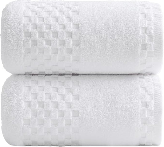XIQ Bath Sheets 600GSM Combed Cotton Super Soft Luxury Bath Towels Extra Large Shower Towels for Bathroom (White,2PCS)