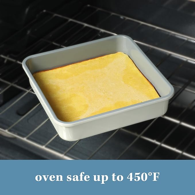 Sur La Table Kitchen Essentials Bake Sale 9 Inch PFOA, PFAS, PTFE Free Nonstick Rectangular Cake Pan - Linen White