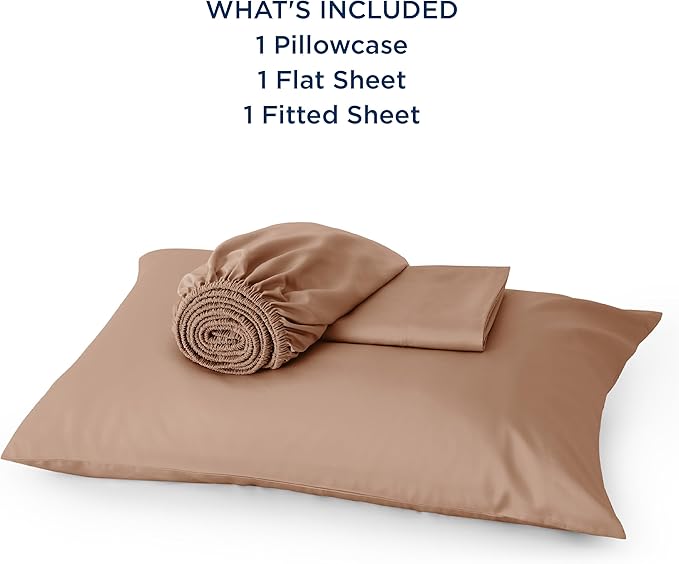 Bedsure Cooling Sheets Twin XL, Rayon Derived from Bamboo, Breathable & Soft Twin XL Sheet Sets, Deep Pocket Up to 16 Inches, Hotel Luxury Silky Dorm Bedding for Hot Sleepers, Khaki