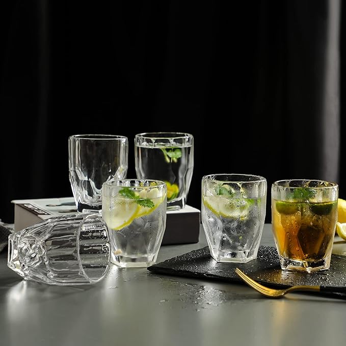 Water Glasses 10 oz. set of 6 from 3.07 * 3.9", Clear Everyday Use Tumblers Glasses Cups for Water Juice Beverage Soda Milk Coke Cocktail Whisky for Home Bar Party Resturant