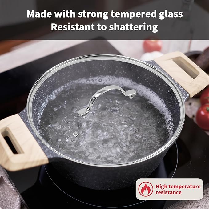 12.5" Tempered Glass Pan Lid with Steam Vent, Thickened to 4mm and Dishwasher Safe and Oven up to 480℉, Universal Lid Fit for Cast Iron Skillets, Frying Saute Pan, Cooking Pot