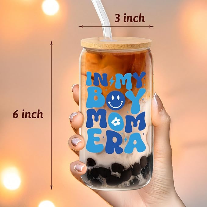 New Mom Christmas Gifts for Boys Pregnant,Expecting Mom,Mother's Day Postpartum Gifts After Birth - 16 Oz Coffee Glass