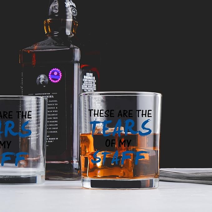 Futtumy These Are The Tears of My Staff Whiskey Glass, Bosses Day Gifts for Man, Gifts for Boss Male, Boss Gifts Men, Christmas Gifts for Boss, Funny Boss Gifts on Bosses Day Christmas Birthday