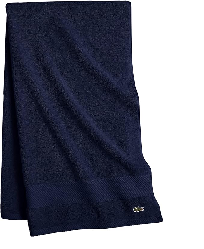 Lacoste Heritage 100% Supima Cotton Bath Sheet, Navy, 35" x 70" – Highly Absorbent & Quick Drying, Premium Super Soft Bath Towel, Bathroom Essential, Gift for All Occasions, Machine Washable
