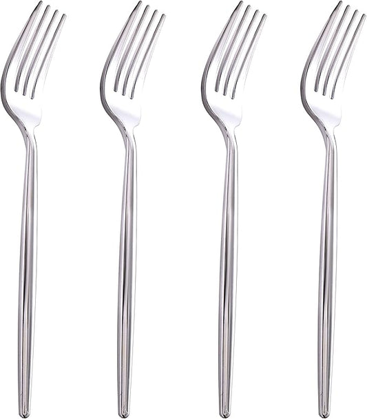 U-QE 180Pcs Silver Plastic Forks, Disposable Heavy Duty Plastic Forks, Heavyweight Silver Plastic Silverware, Plastic Flatware Perfect For Parties, Weddings and Other Daily Events