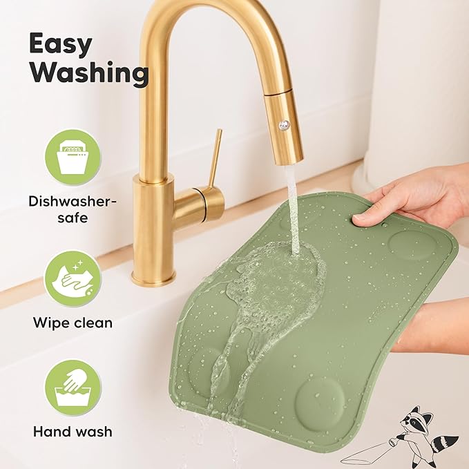 KeaBabies 2-Pack Silicone Placemats for Toddlers - 12x9 Non Slip Suction Baby Silicone Placemat for Kids Eating, Easy to Clean, Busy Travel Baby Mat for Dining Table, Food Grade/BPA-Free (Sage)