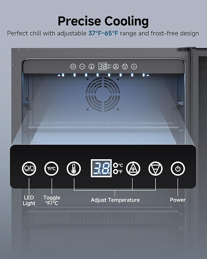24 Inch 182-Can Beverage Refrigerator, Built-In Outdoor Beer Fridge with Stainless Steel Door, Low Noise Cooling for Soda & Wine, Under Counter Freestanding Design