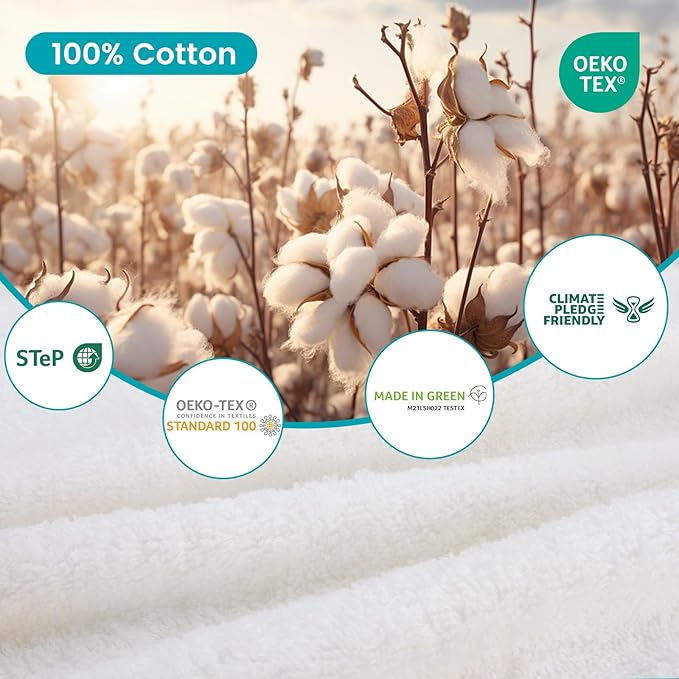 SEMAXE 12-Piece Family Bathroom Towel Set - 100% Cotton, 4 Bath Towels, 4 Hand Towels, 4 Washcloths, Ultra-Soft and Super Absorbent, Lighter Weight