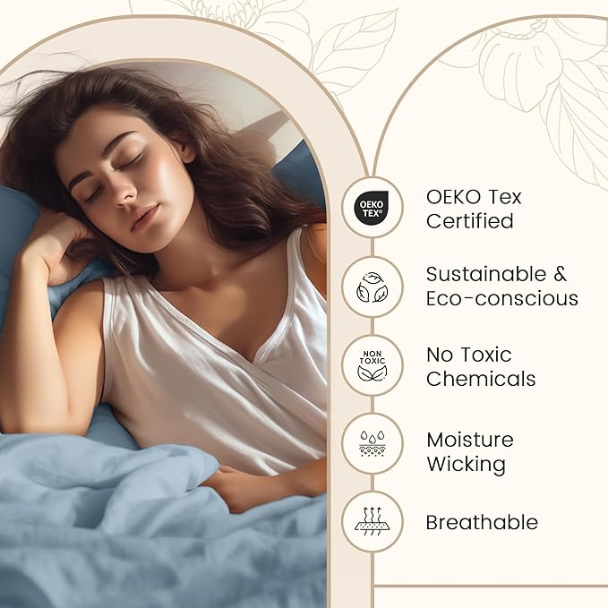 100% Egyptian Cotton Sheets Full Size Set, 800 TC Deep Pocket Full Sheets Set, Soft Breathable Sateen Weave 4 PC Elasticated Sheet & Pillowcase Sets, No Pill & Shrink, Fade Resistant - French Blue