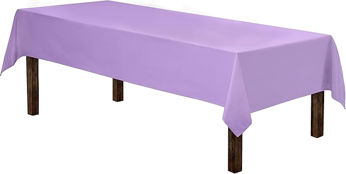 Gee Di Moda Rectangle Tablecloth - 60 x 84 Inch Lavender Table Cloth for 5 Foot Rectangle Tables - Heavy Duty Washable Fabric - for Holiday Party, Dinner, Weddings, Baby Shower & Events
