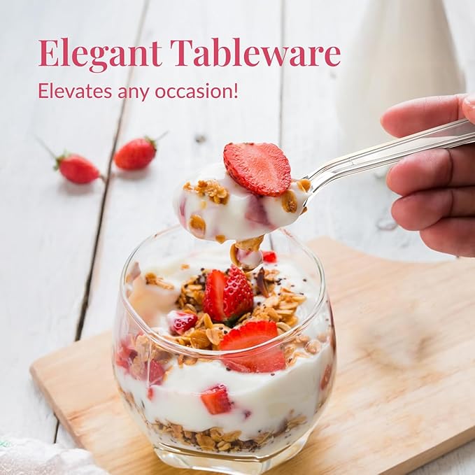 Prestee 500 Count Clear Plastic Spoons - 6 Inch Heavy Duty Plastic Spoons Disposable Bulk Pack - Elegant and Durable Clear Silverware Suitable for Events, Dinner, Banquets, Parties, and Gatherings