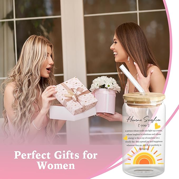 Sunshine Thank You Appreciation Tumbler for Women, Coworkers, Friends, Mom - 16 Oz Cup With Lid and Straw - Inspirational Gift